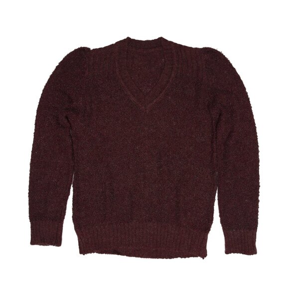 Sundazed (Austria) Handspun Bouclé Yarn Structured Shoulder V Neck Pullover : L